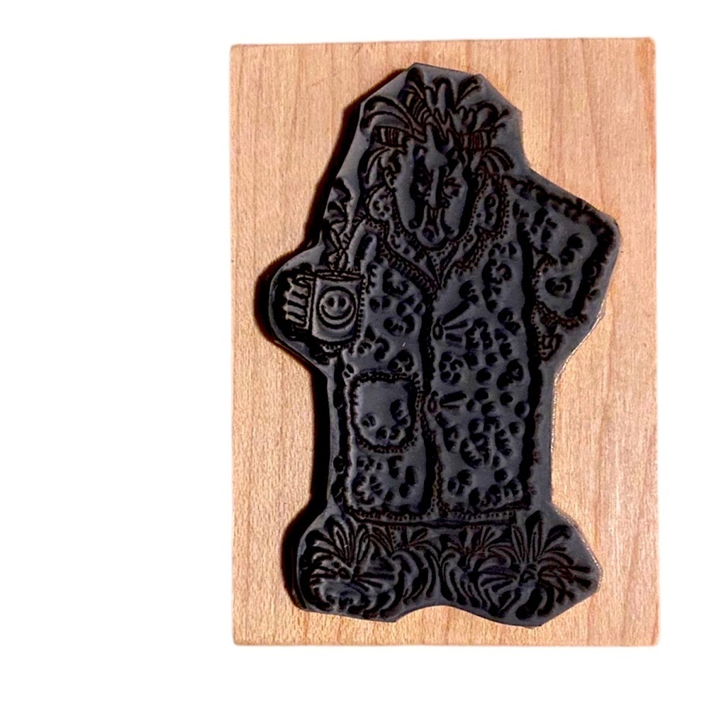 Art Impressions Grumpy Old Lady Fuzzy Slippers Coffee Rubber Stamp M-1249. - Picture 2 of 2